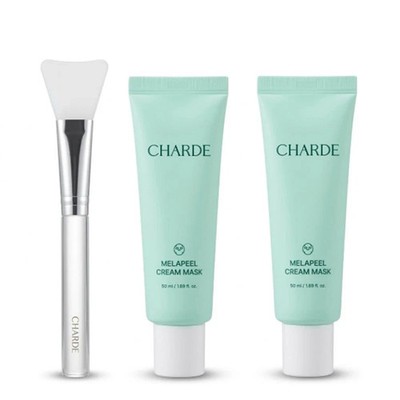 CHARDE Mela Peel Cream Mask 50ml x2 + Silicone Brush Brightening K-Beauty NEW