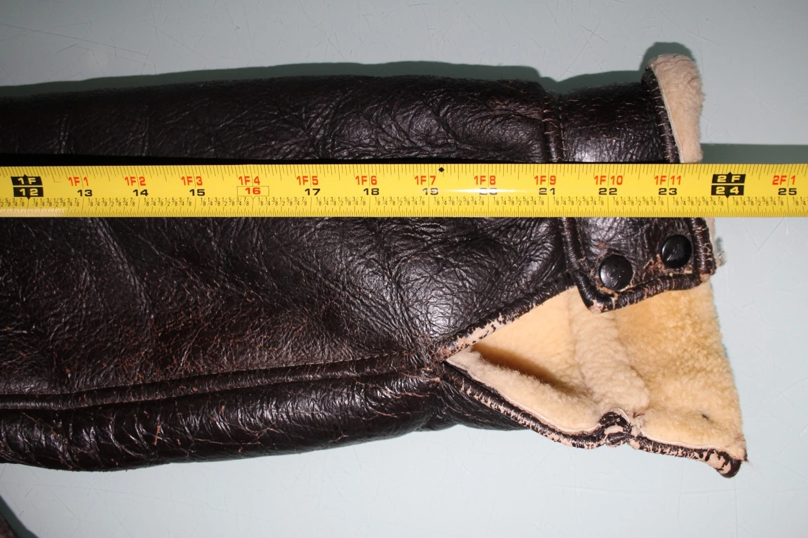 Vintage B3 B-3Aviator bomber Shearling Jacket D Brown Genuine Leather Distress image 9