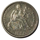 1890 Seated Liberty Dime Silver U.S. Coin VF Detail Strong Strike #1076