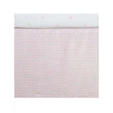 Pottery Barn Crib Skirt Pink Gray White Montauk Stripe Belgian Flax Linen NEW