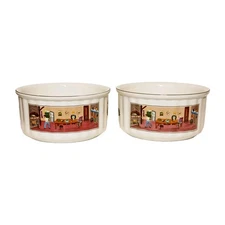 Villeroy & Boch VILBOFOUR Naif Set of 2 Souffle Casserole Serving Bowls 6-1/2"