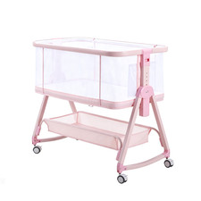 Bedside Sleeper Crib Baby Bassinet, 6-Level Height Adjustment and Smooth Wheels