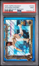 Jackson Chourio 2025 Topps Holiday #H182 Blue Metallic Glitter PSA 9 Brewers