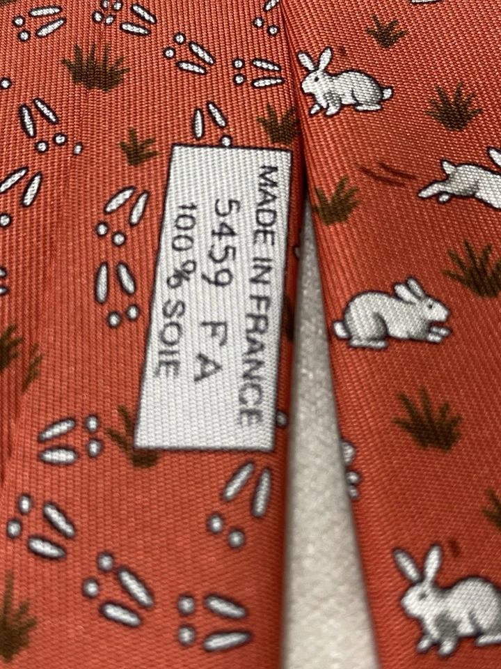 HERMÈS PARIS orange Silk Tie. M In France Ec - Image 3 of 4