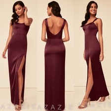 Azazie Nessi Stretch Satin Dress Cabernet 10 Bridesmaid Prom Special Occasion