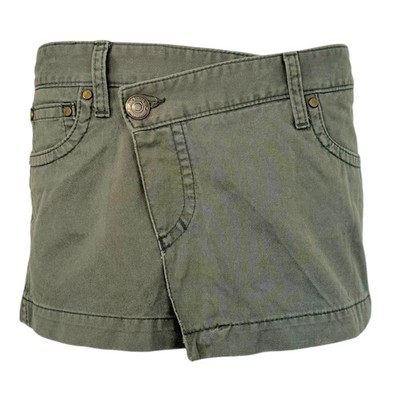 Dsquared2 Khaki Green Wrap Micro Mini Skirt