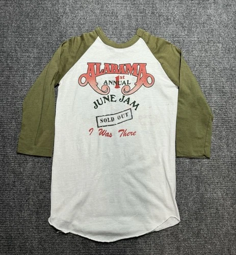 Vintage Alabama Band T Shirt Mens Medium June Jam 80s Raglan 1980s vintage concert t-shirt, vintage, size M, single stitch, B+ condition