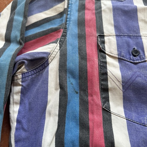 Vintage Wrangler Brushpopper Hemd XL 17 34 Western Rodeo pink blau schwarz gestreift - Bild 6 von 12