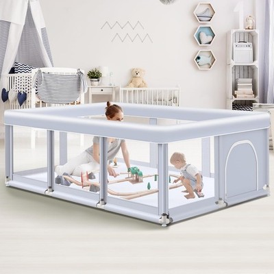 Large Baby Playpen 74x50x27 in 360° Mesh Safe Portable Easy Setup