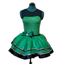 Weissman Dance Costume Green Black Sliver St. Patricks Tulle Girl's Size LC 14