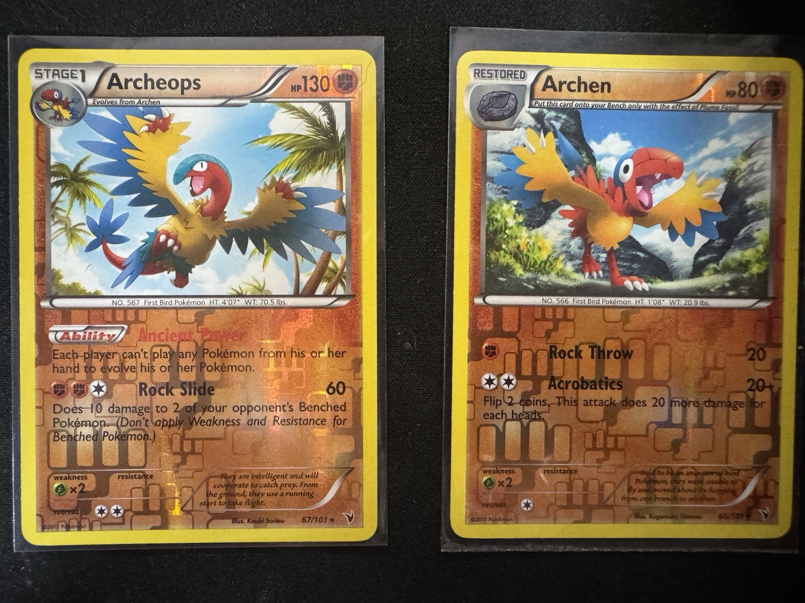 Pokemon TCG Archeops And Archen Card 67/101 Noble Victories Reverse Holo NM
