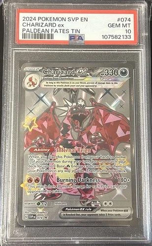 2024 Pokemom SVP EN Charizard Ex Paldean Fates Tin GEM MT PSA 10