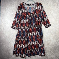 Karen Kane Dress Womens Size 2X Multicolor Ikat Print A-Line Career Casual Work