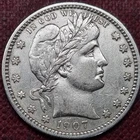 1907 D Barber Quarter 25c AU - UNC Uncirculated #100235