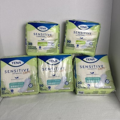 5x Tena Sensitive Care Pads 3-Moderate #4 Absorbency 2-Light #3 (Total 120 Pads)