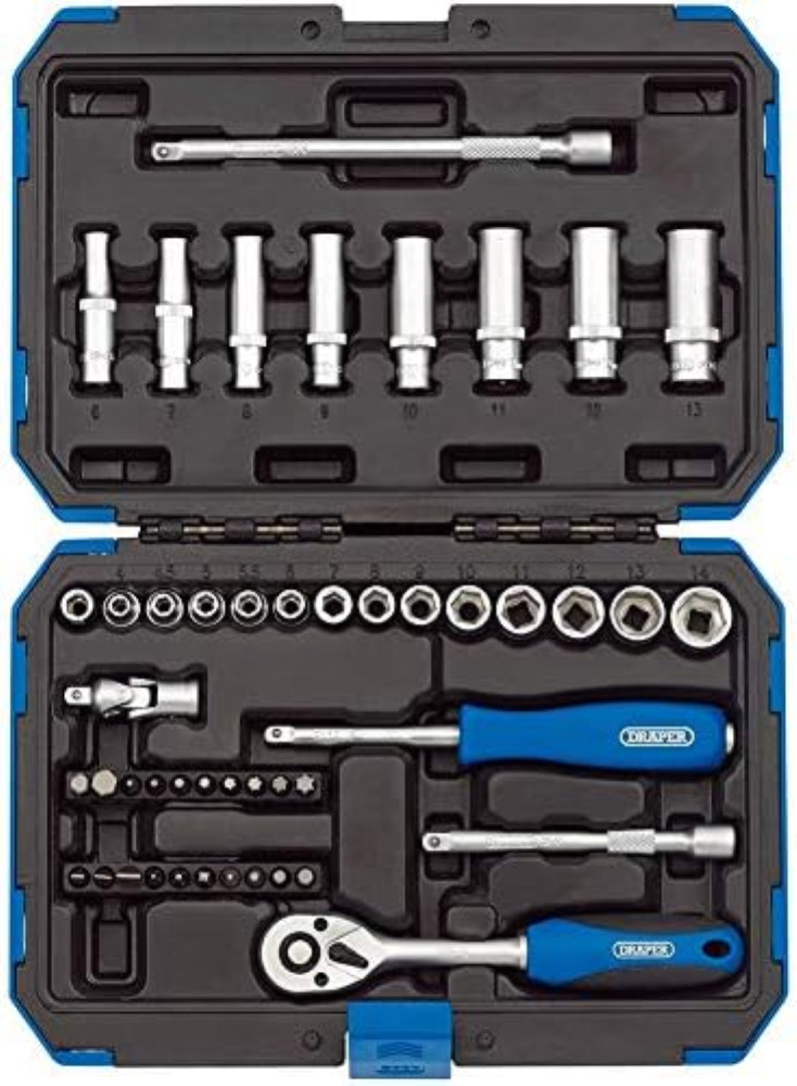 Draper 16355 Set Bussole Professionali 1/4" - Precisione Metrica 47 Pz