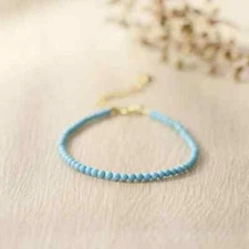 Natural Turquoise Tiny Beads Dainty Minimalist Healing Stone Stacking Bracelet