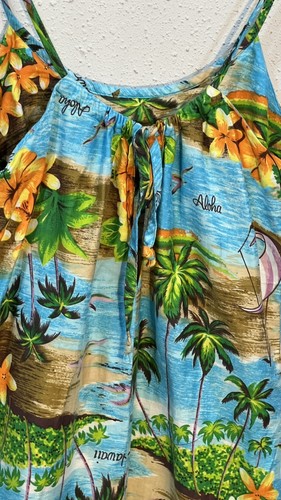 Vintage~PACIFIC ISLE~Creations of HAWAII~blue ~DRESS Sleeveless Large - Picture 7 of 12