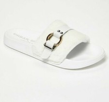 Urban Sport by J/Slides White Eva Plush Slide Sandals Women's Sz 6 Faux Fur NEW