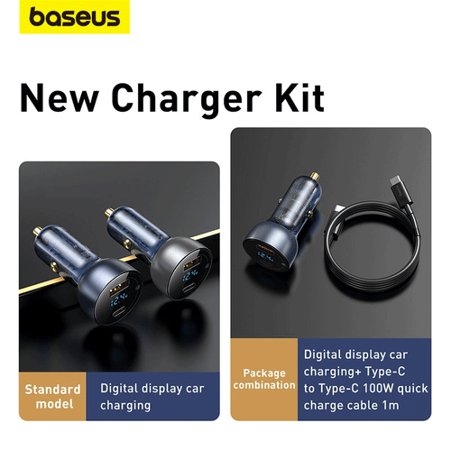 Baseus 65W Fast Car Charger Type-C USB Cigarette Lighter Socket Dual Adapter Kit - Picture 6 of 16