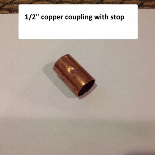 Copper Sweat Fitting Plumbing 1/2" coupling with stop - old stock fitting