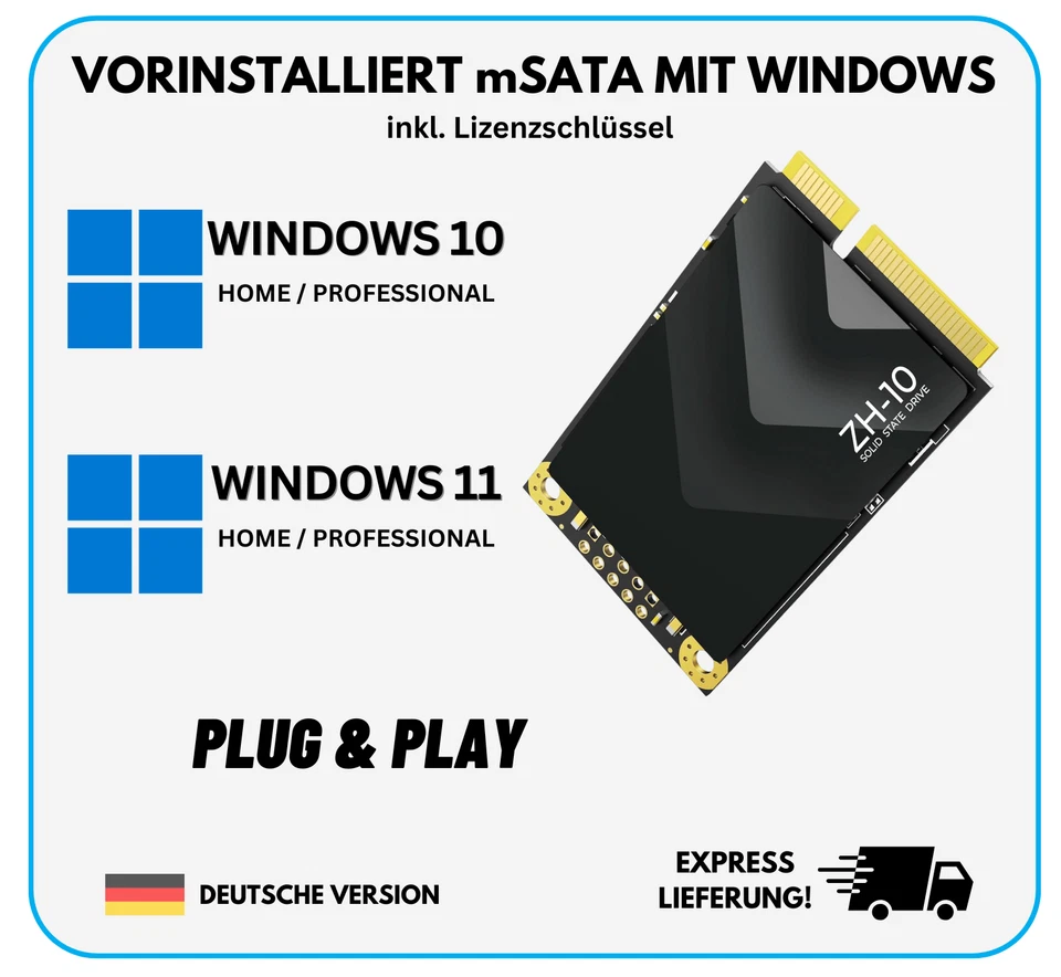 ORICO mSATA SSD Festplatte mit vorinstallierten Windows 10 Windows 11 PC Laptop