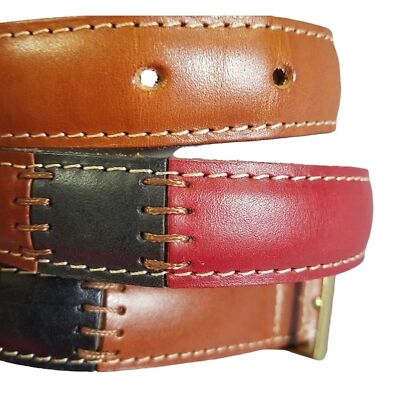 Fossil Patchwoork Leather Belt Size 34” Tan Black Green Red Y2K Fossil Leather Multicolor Belts for Women for sale | eBay main image 4