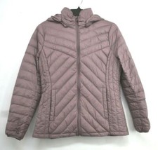 London Fog Womens Full-Zip Slash Pocket Stretch Quilted Puffer Hooded Jacket M