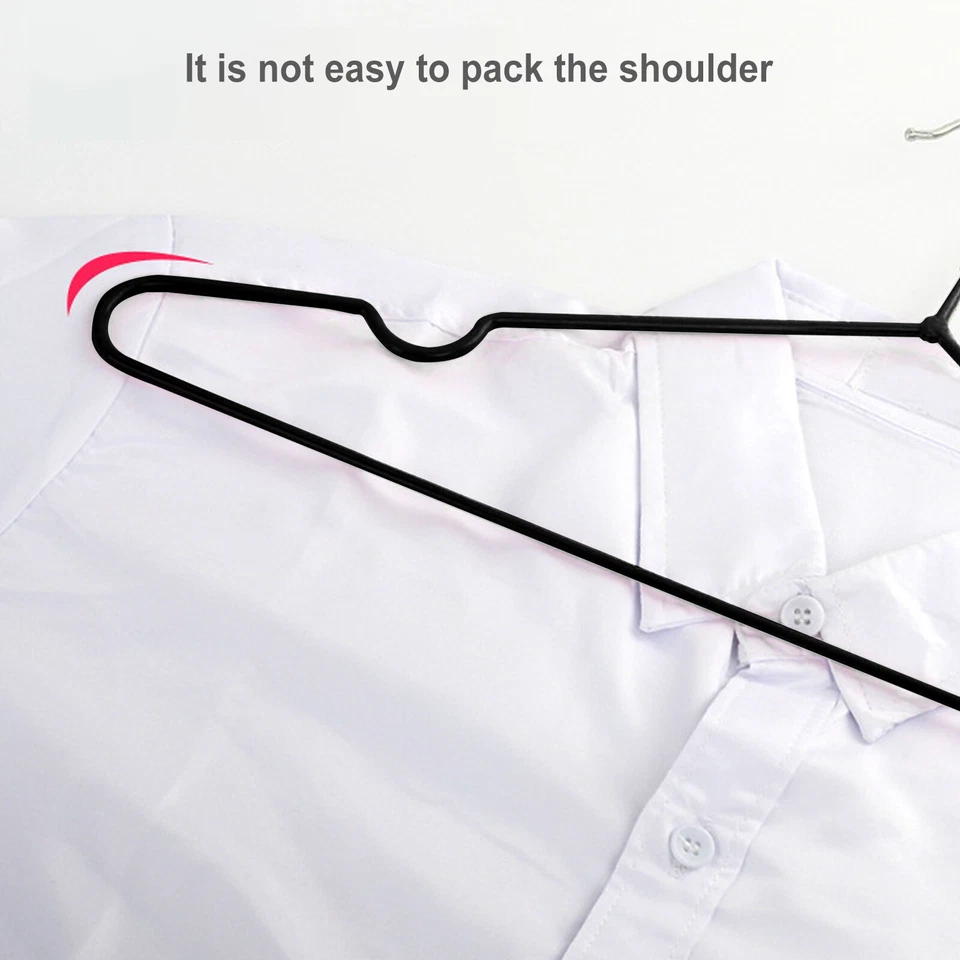 80 perchas de alambre de metal de alta resistencia negras 16" fuertes estándar para abrigo y ropa Foto 4 de 4