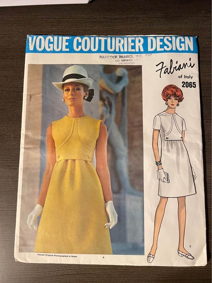Vintage 1969 VOGUE 2065-FABIANI LADIES DRESS PATTERN FF