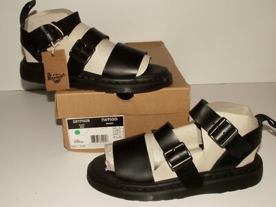 Neu Dr. Martens Gryphon schwarze Leder Sandalen Brando UK 9 EU 43 US 10