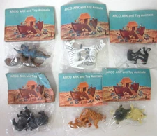 6 sealed packs 1970s Arco Ark and toy animals original packaging  see animals