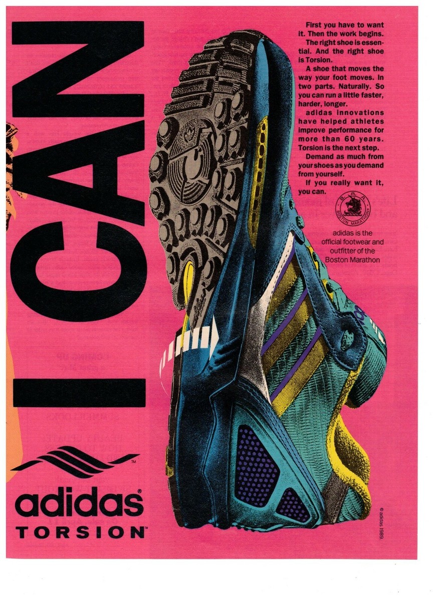 adidas バインダー 1989 Adidas Torsion Athletic Shoes I Can Vintage Print