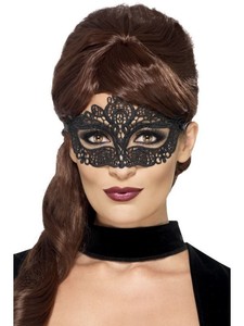 Mujer Bordado Encaje Negro Ornamental Antifaz Carnaval Baile De Mascaras Disfraz Ebay