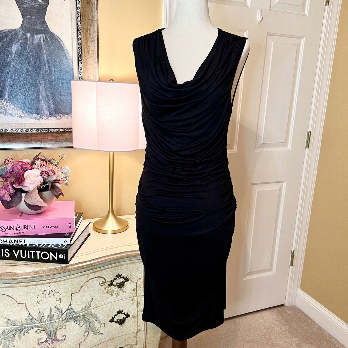 Trina Turk Ruched Black Jersey Dress Size SMALL NWOT $288 Retail | eBay