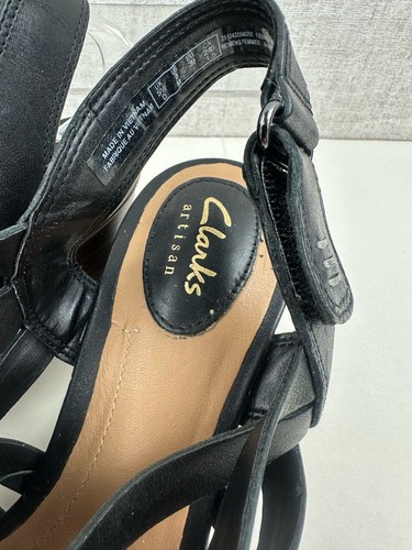 Clarks Women's Ralene Luster Heel Sandal Black Leather UK 5.5 D EUR 39 - Picture 7 of 10