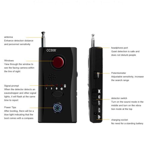 CC308 Anti-Spy Detector With RF Signal For Hidden Camera Laser Lens Finder - Picture 4 of 18