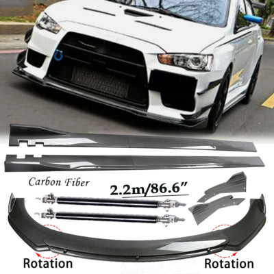 FOR MITSUBISHI LANCER Fiber Front Bumper Lip Spoiler 86.6'' Side Skirt