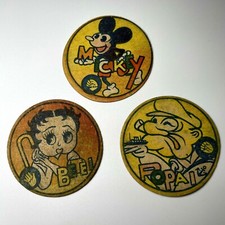 Popeye Mickey Mouse Betty Boop Vintage rare menko round cards 3 japan