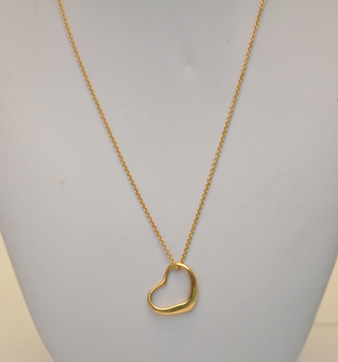 Tiffany 18K Yellow Gold Elsa Peretti Open Heart Pendant Necklace