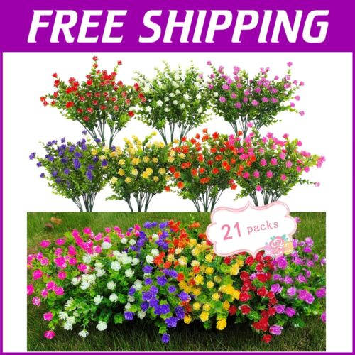 Vibrant 21 Bundles of UV Resistant Artificial Flowers - Perfect for Every Season