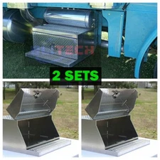 2PCS Aluminum Chain Box Step Toolbox Fit Peterbilt 379 359 385 377 378 Replaced