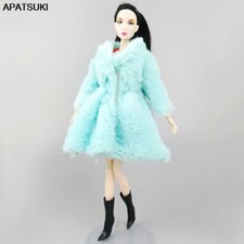 Green Winter Fur Coat for 11.5" 1/6 Doll Outfit Clothes Accessories Jacket Boots