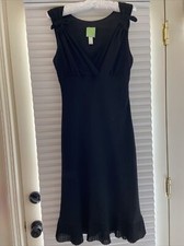 Citrine of Canada Little Black Dress Ruffled Pleated Hem SZ 6