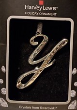 Letter Y Harvey Lewis Christmas Tree Ornament Monogram Initial Swarovski Element