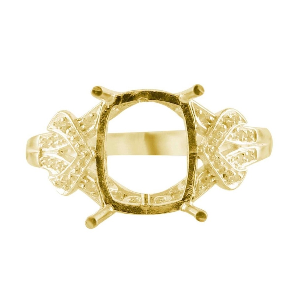 Semi Mount Causal Fine Ring 9X11MM Cushion Shape Faceted Cut 18k Yellow