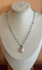 Brighton Sea Shore Pendant Necklace Sand Dollar, Blue Crystals, Pearl, Sea Glass