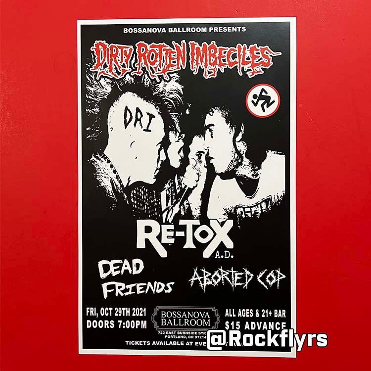DIRTY ROTTEN IMBECILES 2021 Concert Promo 11x17 Street Poster. Portland