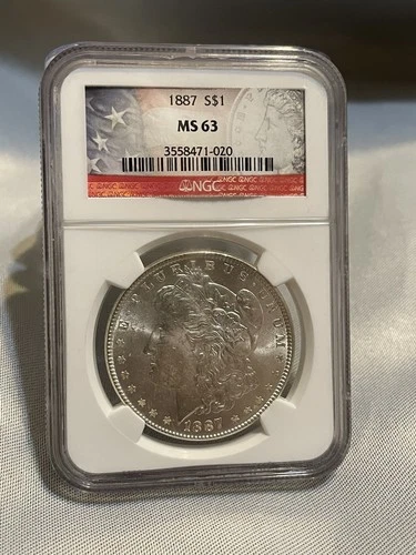 1887 Morgan Silver Dollar Uncirculated NGC MS 63