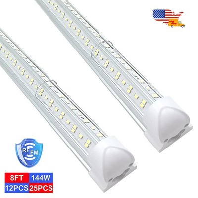 12 Or 25 Pack T8 Integrated Led Tube Light Bulbs 8Ft 144W 18000Lm No RF Interfer